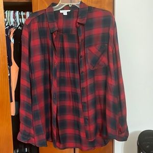 Beach Lunch Lounge Red and Black flannel shirt